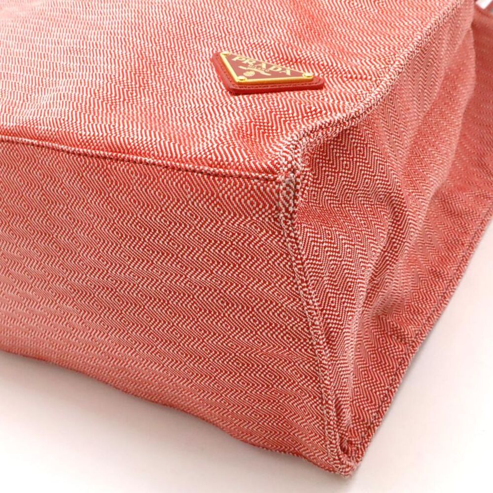 Prada Canvas Leather Triangle Logo Tote Bag - Picture 3 of 7